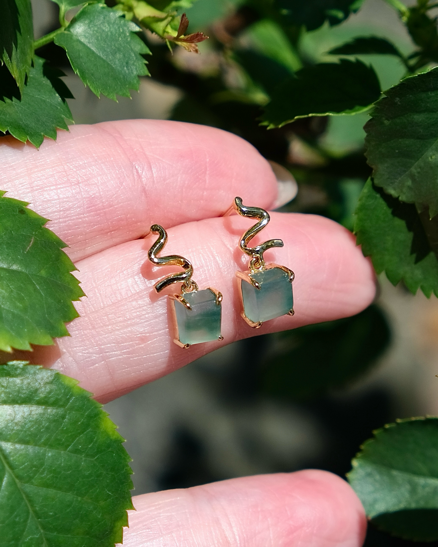 Unwrapped Light - Jade Earrings (18K Gold)