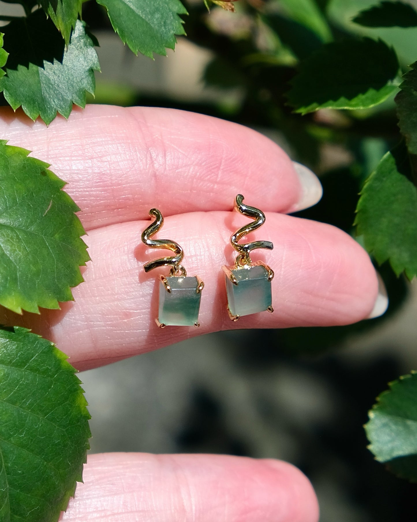 Unwrapped Light - Jade Earrings (18K Gold)
